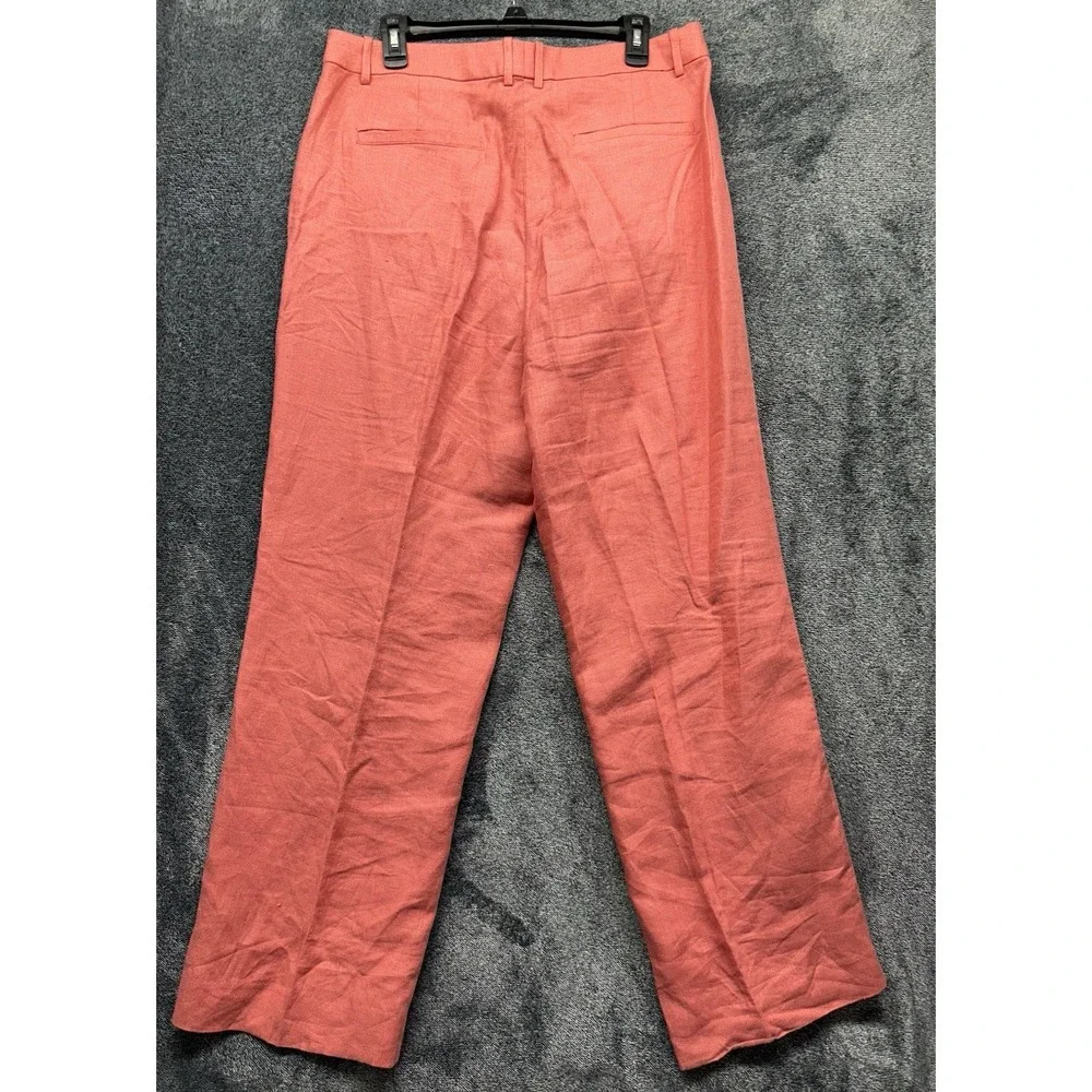 Banana Republic Womens Size 12 Pink Linen Full Length Straight Leg Pants (U3)